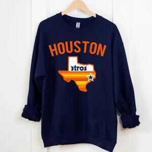 Houston Baseball Team City Map Navy, Houston Baseball Retro Sweatshirt